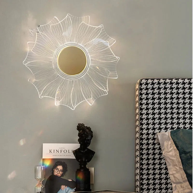 Petal acrylic LED wall lamp, 175mm, windmill light colour, trichromatic dimming, 220V home wall light.