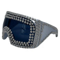 Men's oversized square punk sunglasses with rivet details in silver and gold PC frame