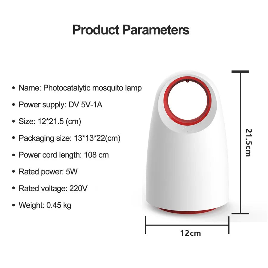 Black or white silent USB mosquito killer with UV light for indoor use.