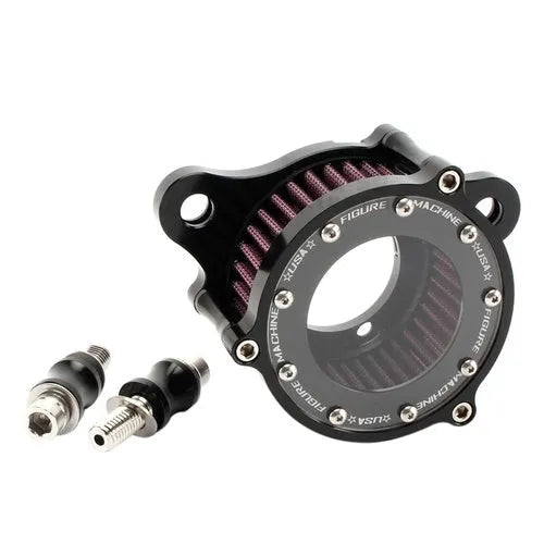 CNC aluminium transparent retro air filter for Harley motorcycle with black and red element options