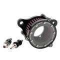 CNC aluminium transparent retro air filter for Harley motorcycle with black and red element options