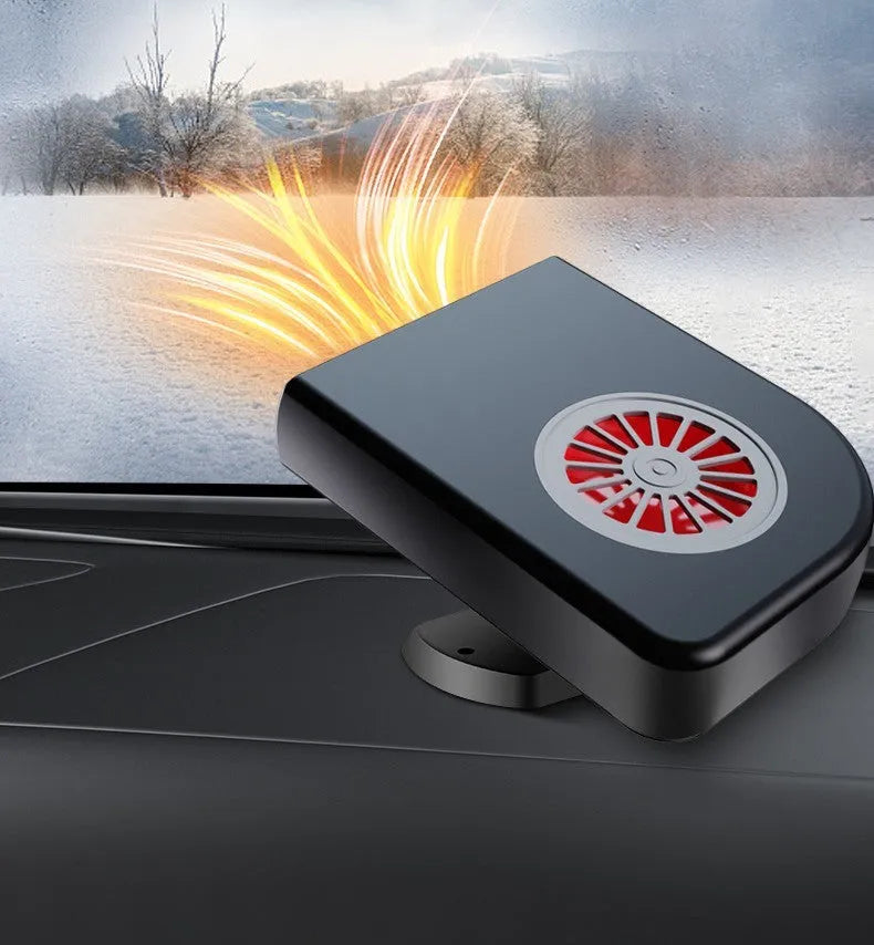 Black vehicle-mounted heater for car defrosting and defogging with 360-degree rotation