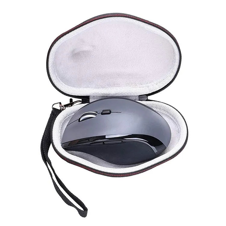 Black and grey Logitech M720 mouse protective storage sleeve measuring 14x9.8x5.5 cm