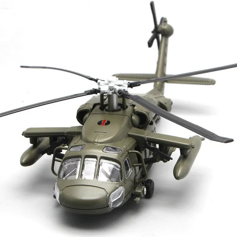 Green Black Hawk gunship alloy military model helicopter with force control and flash function, item J64-3