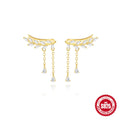 Gold S925 sterling silver tassel horse eye geometric water drop clip earrings for women