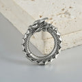 Large geometric dragon pattern hollow out earrings in antique silver finish