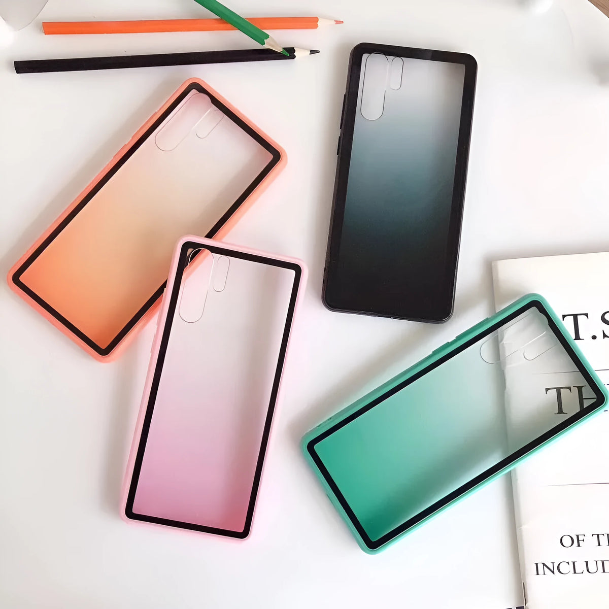 Rainbow coloured Huawei smartphone case with TPU and PC construction in back cover style