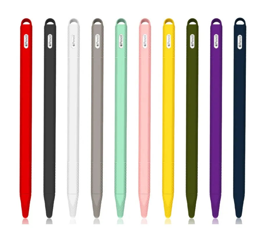 Silicone touch pen set for Apple Pencil 2 with storage cover and non-slip grip, shown in peppermint green