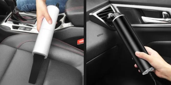 Handheld car vacuum cleaner, 120W 12V, 21.5cm high and 5.4cm diameter, with 3m cord and two nozzles, in white or black