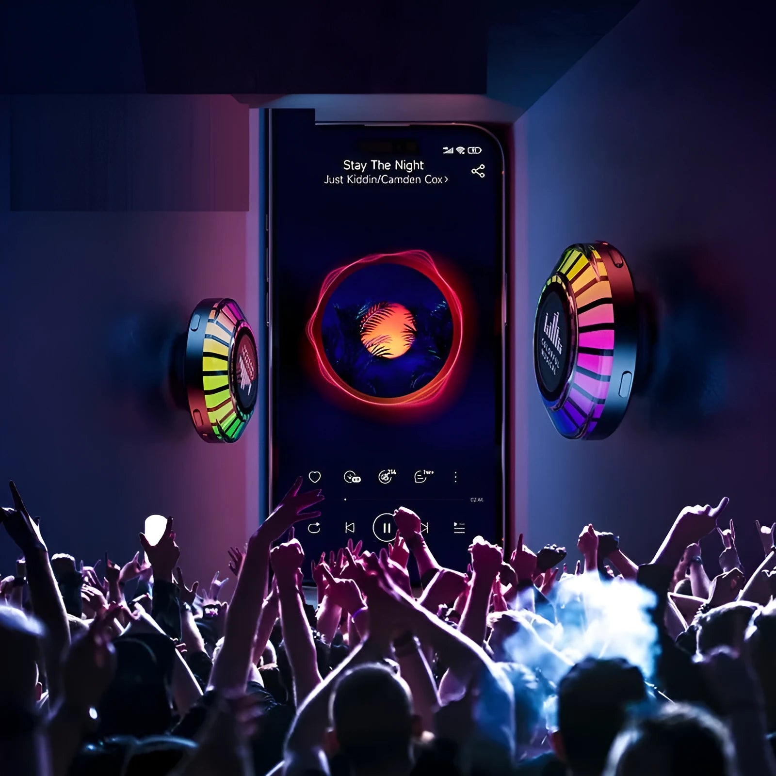 Compact voice control Bluetooth ambience lamp with RGB polar light effects measuring 3.1cm