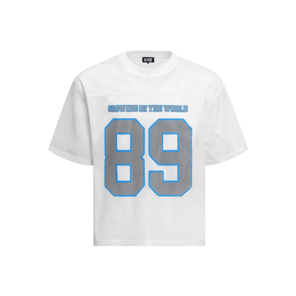 Men's loose-fit polyester t-shirt in black and white colours with regular sleeves