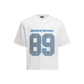 Men's loose-fit polyester t-shirt in black and white colours with regular sleeves