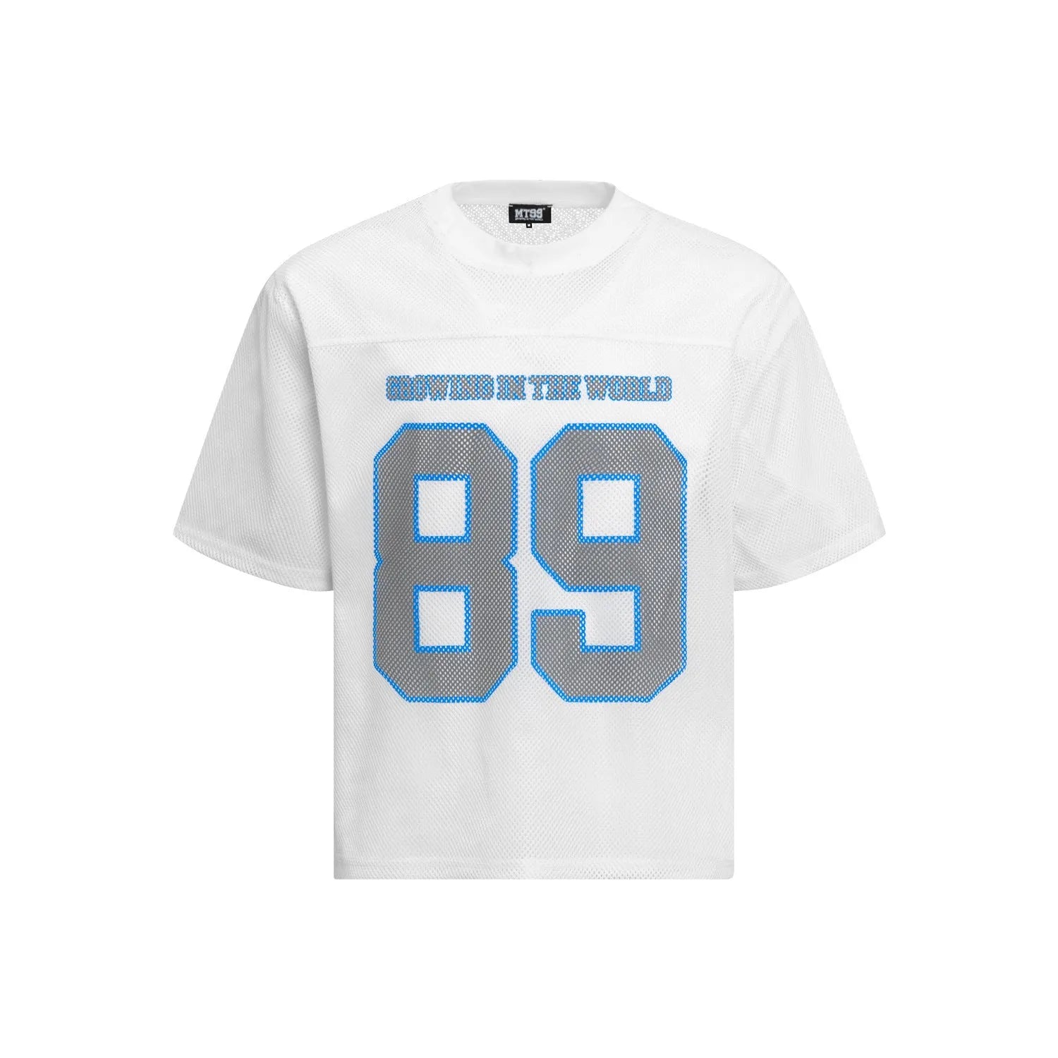 Men's loose-fit polyester t-shirt in black and white colours with regular sleeves