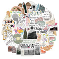 50 waterproof graffiti and cartoon stickers for luggage and notebooks, each measuring 4-6cm.