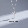 Unisex copper cross necklace with O-shaped chain, 55cm length, and 5cm extension chain