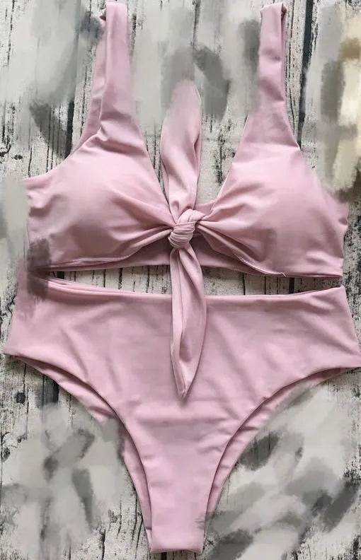 Ladies multicolour split swimwear in pink, nylon main fabric, Asian sizes S M L XL