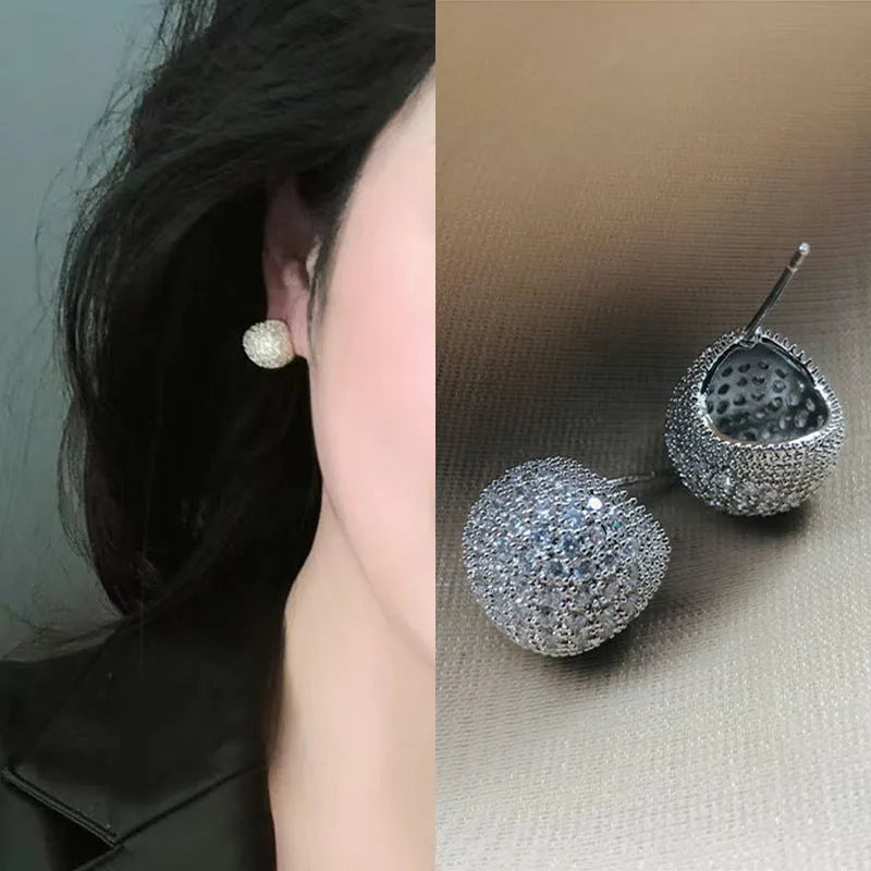 Little golden beans ear clip earrings with full diamond geometric droplet design