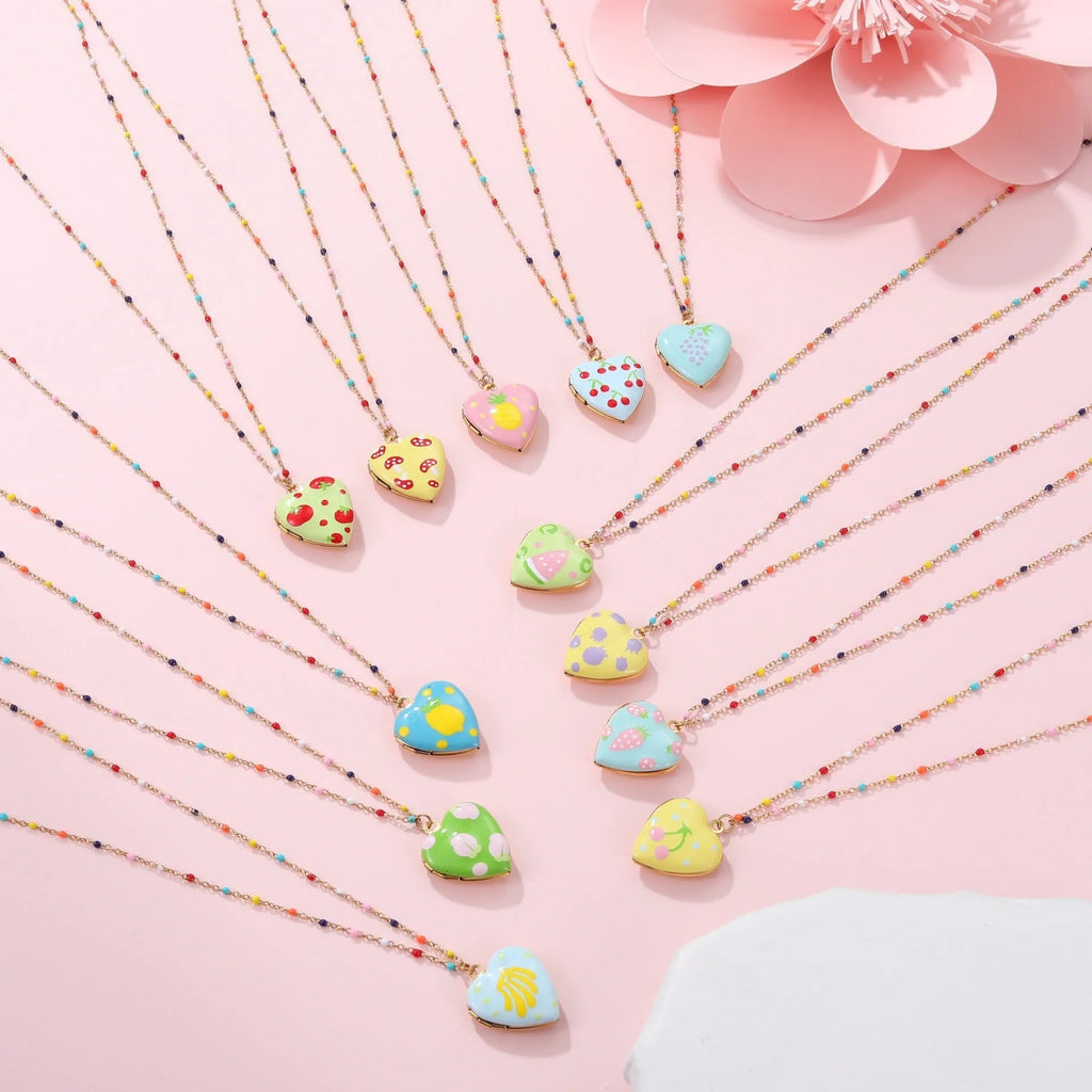Women's stainless steel necklace with gold-plated fruit pendant on adjustable 41-50cm chain