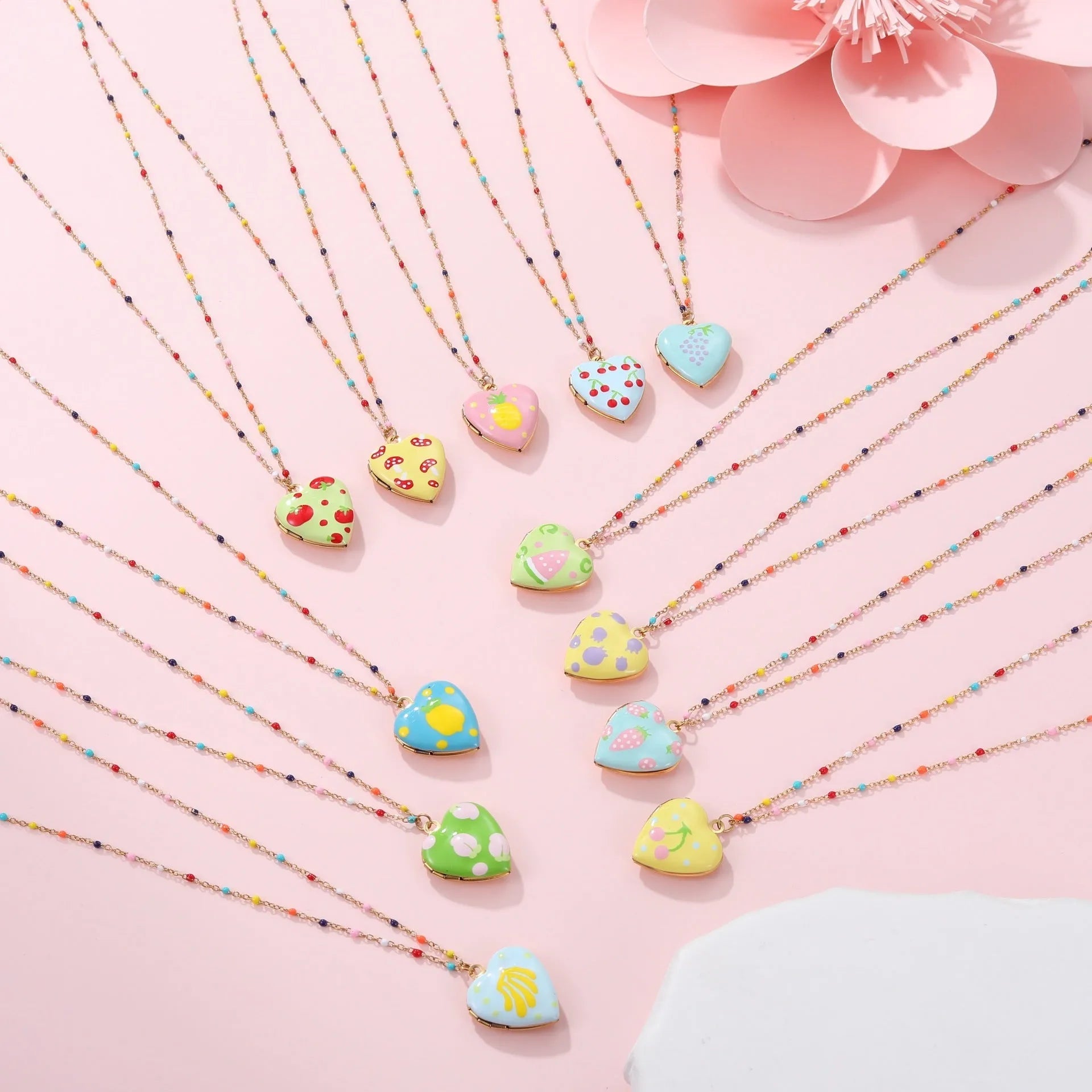 Women's stainless steel necklace with gold-plated fruit pendant on adjustable 41-50cm chain