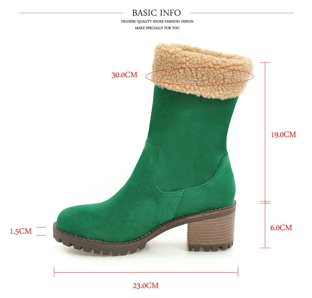 Men's waterproof snow boots with non-slip rubber sole and short plush lining in winter colours