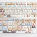 Sea salt cat themed PBT mechanical keyboard keycap set with March 7u spacebar supplement