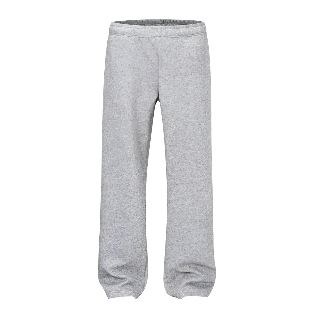 Men's straight-leg cotton trousers in black or grey with wide-leg cut and mid-waist design