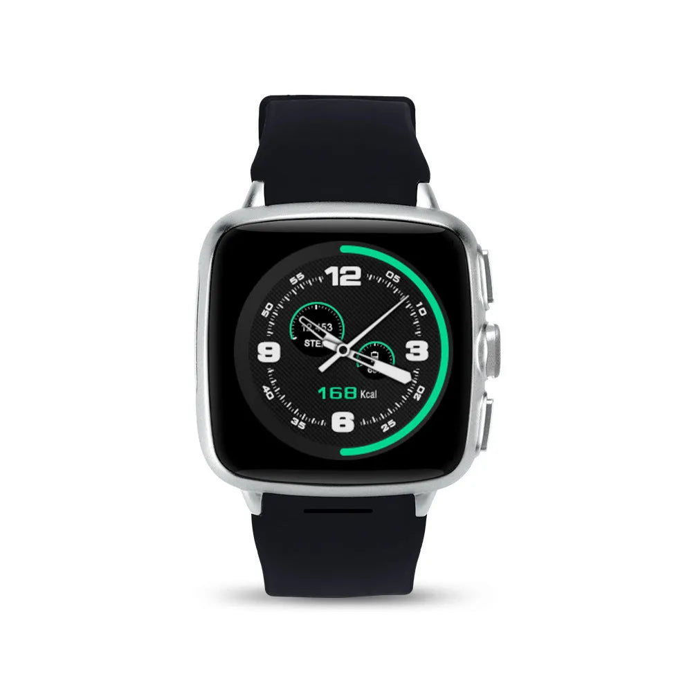 Z01 smart watch with 1.54 inch screen in black or white, showing HD touchscreen and wrist strap.