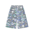 Camouflage denim cargo trousers with pockets in straight-leg cropped cut