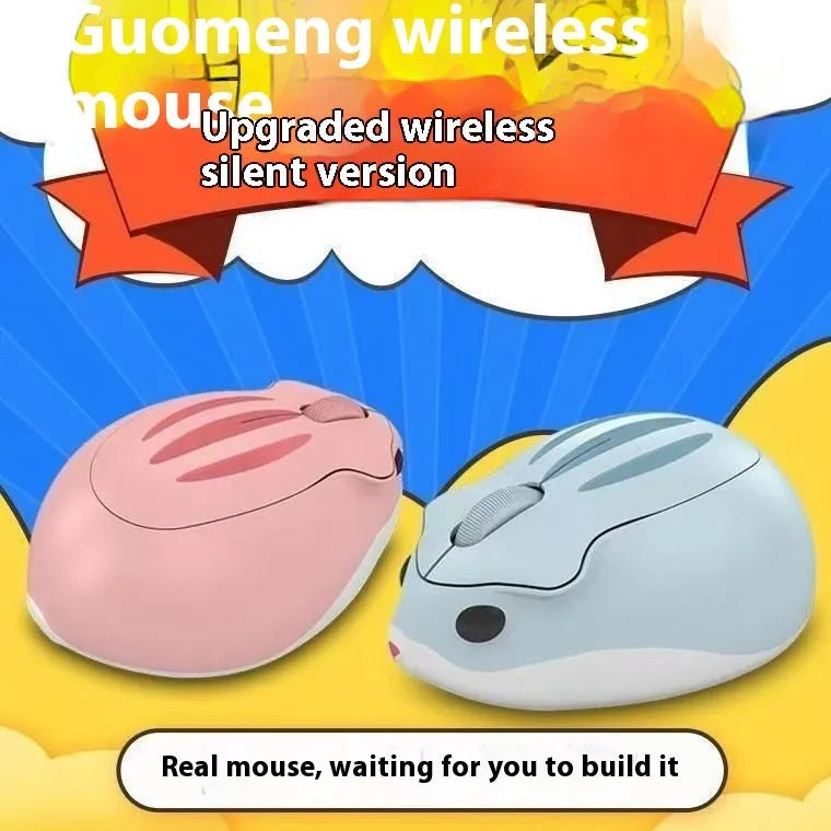 Yellow mute wireless Bluetooth computer mouse with compact hamster-inspired ergonomic shape.