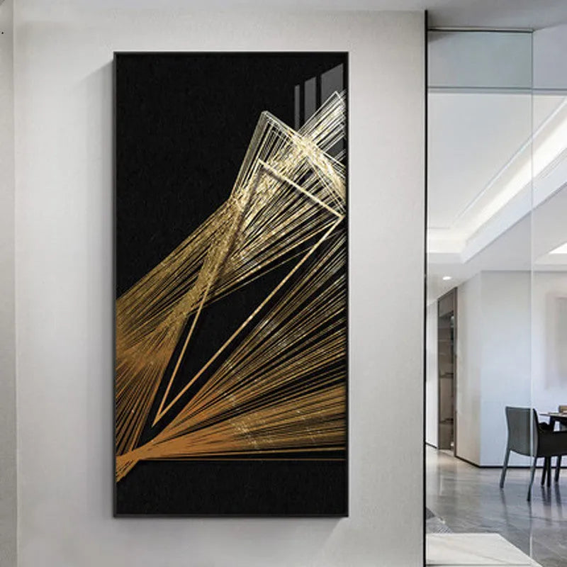 Frameless abstract geometric canvas wall art, oil on canvas, six sizes from 40x80cm to 90x180cm, modern indoor decor