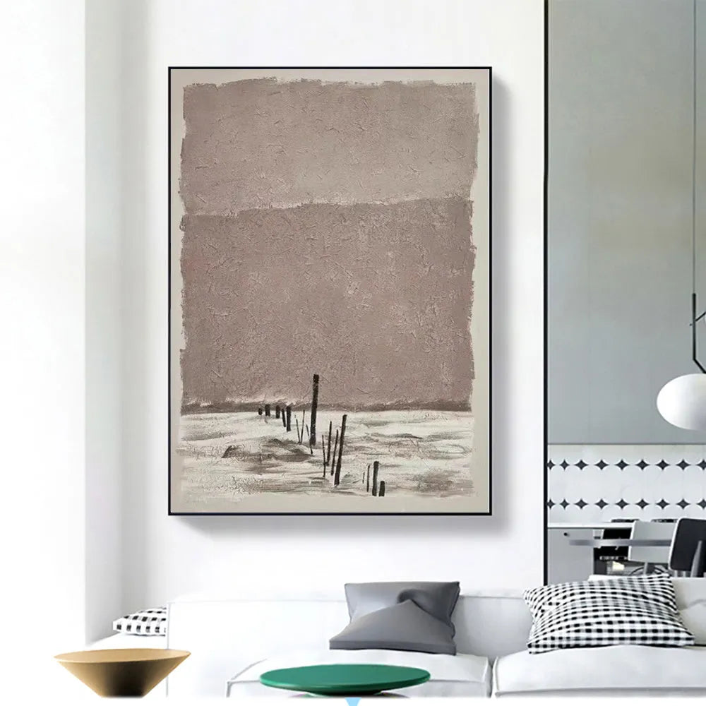 Handmade abstract oil painting on canvas, rolled and unframed, vertical one-panel wall art for living room or bedroom