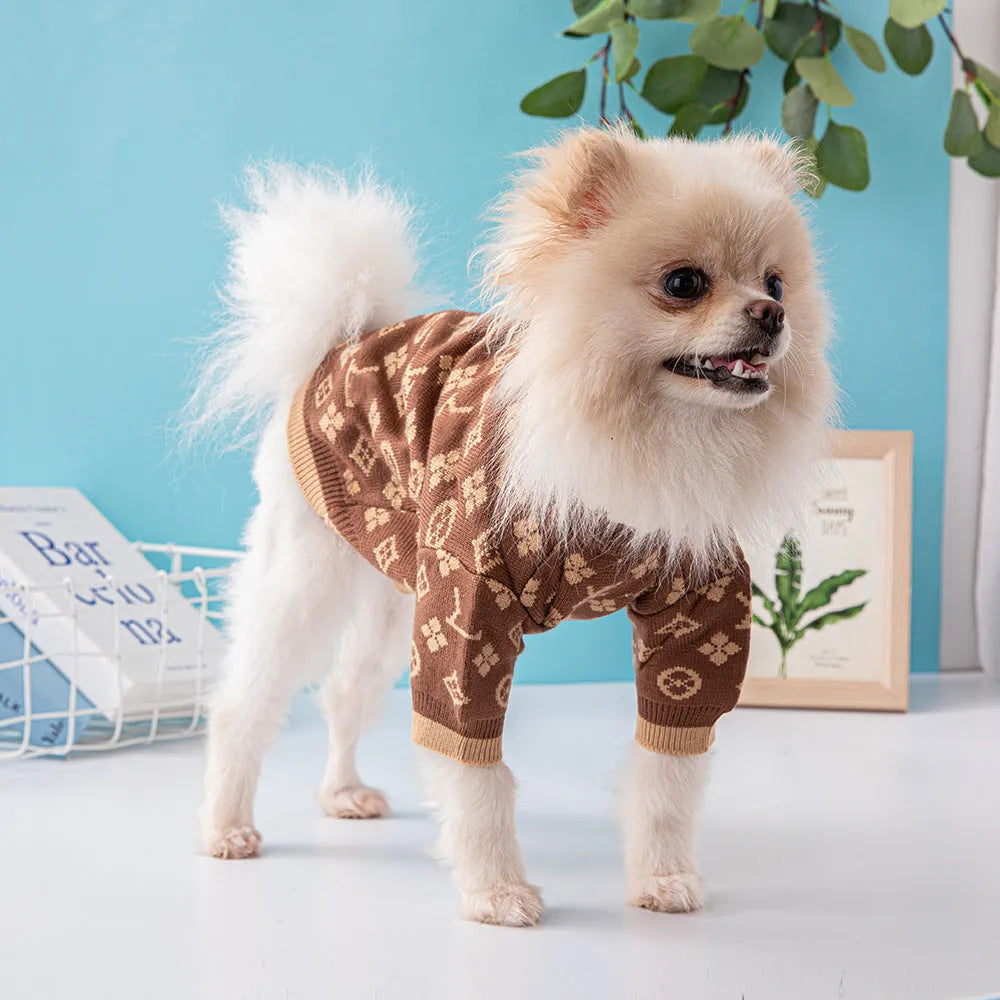 Wool dog sweater for autumn and winter in monochrome or two-tone colours, sizes XS to XXL