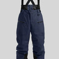 Men's black waterproof ski trousers with strap detail, made from flame-retardant linen fabric.