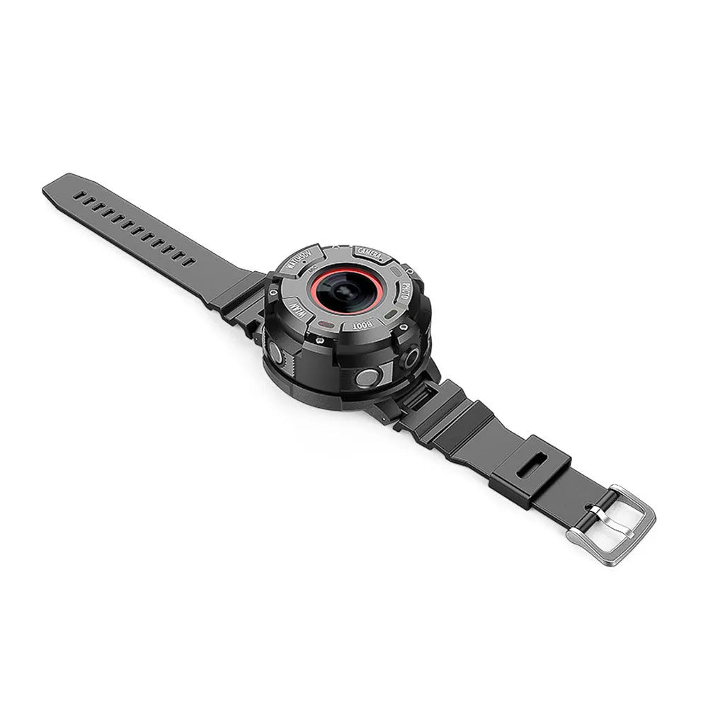 Black waterproof sports digital camera with compact design shown with dimensions 290mm by 25.5mm