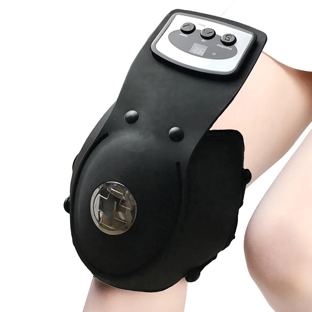Infrared knee massager with adjustable temperature control showing knee pads and shoulder pads