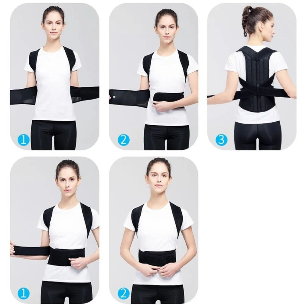 Black spine bending posture corrector with nano-carbon titanium keel, breathable mesh and Velcro fastening, sizes S to 4XL