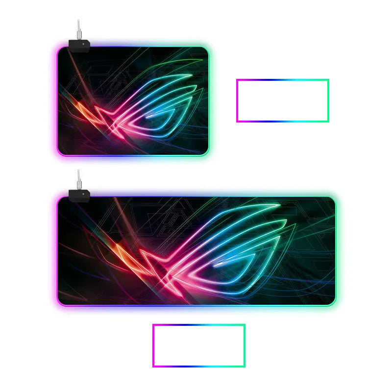 Prodigal Eye luminous gaming mouse pad with rubber base and cloth surface, available in multiple sizes