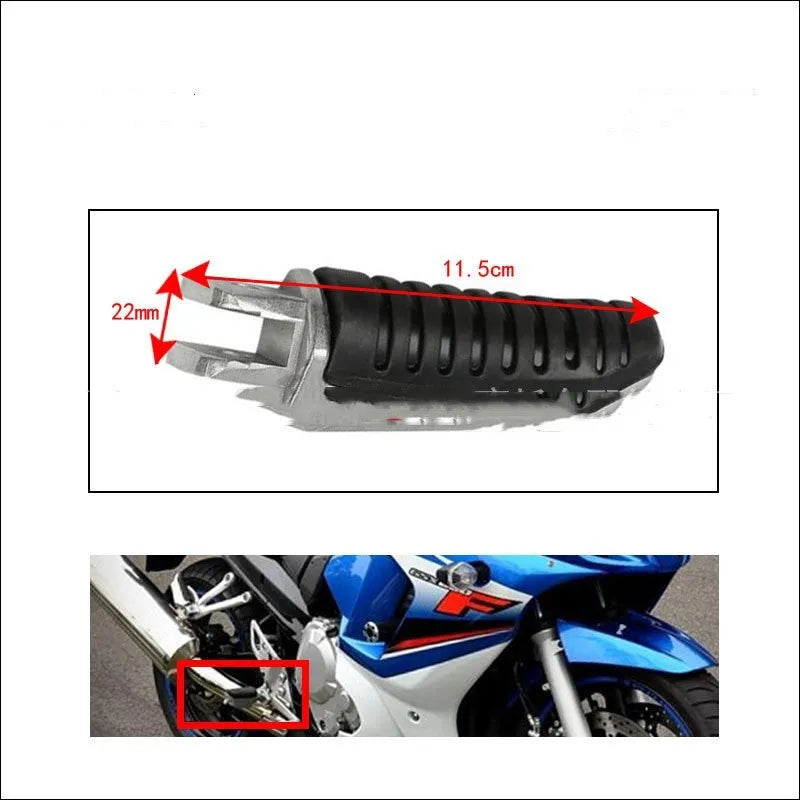 Black aluminium alloy motorcycle footpegs for Suzuki GSX and V-Strom models
