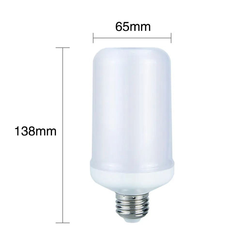Decorative flame effect LED lamp bulb showing flickering fake fire lighting
