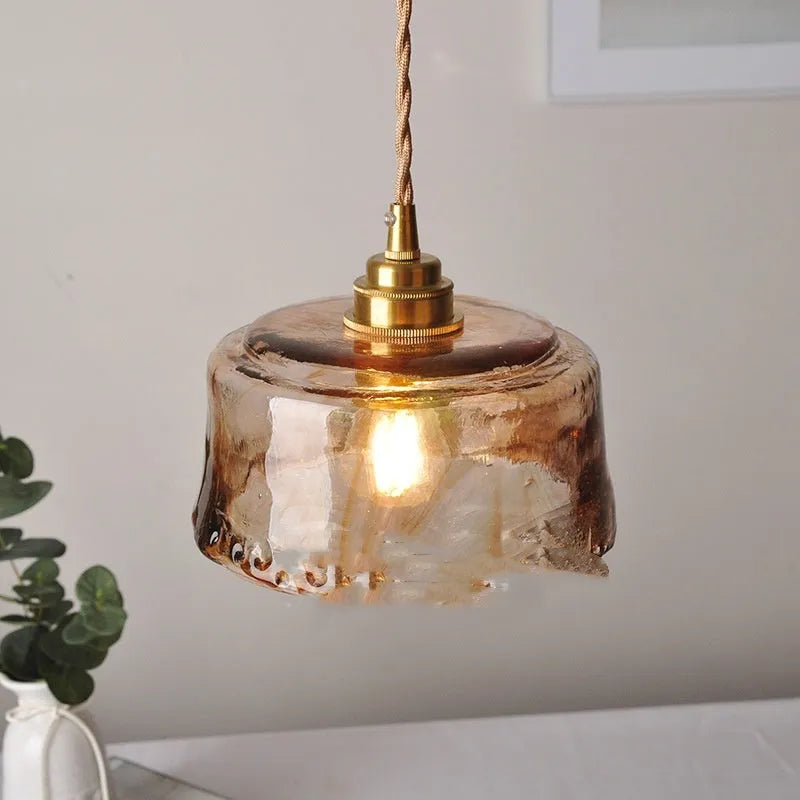 Nordic retro style brass and glass pendant chandelier for restaurant ceiling lighting