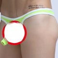 Men's Ice Silk elephant nose briefs in army green colour on a white background.