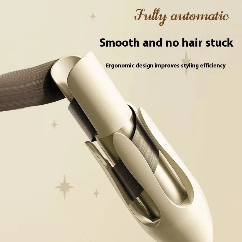 32mm automatic hair curler in white purple colour with wired power cord and plug adapter