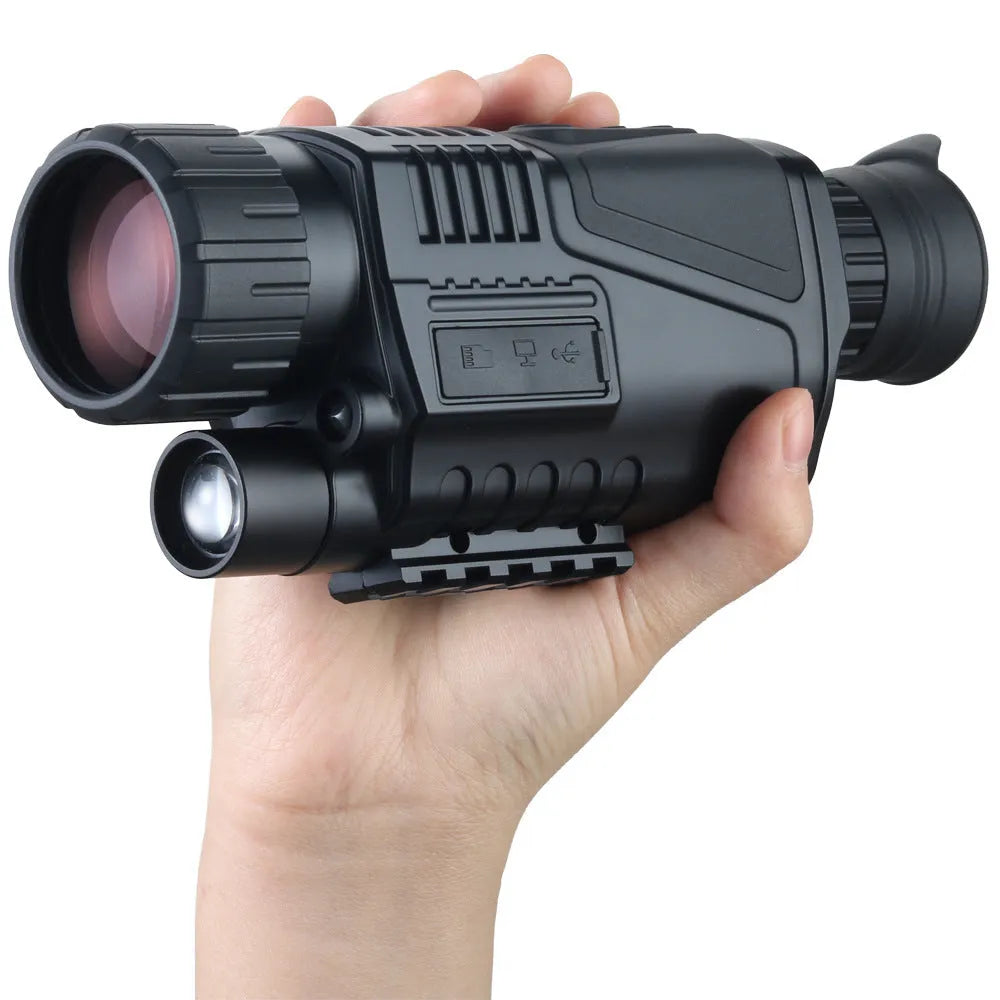 NV300 infrared digital night vision telescope body with 40mm lens, rubber-coated ABS casing, and included storage bag for outdoor hunting and bird watching