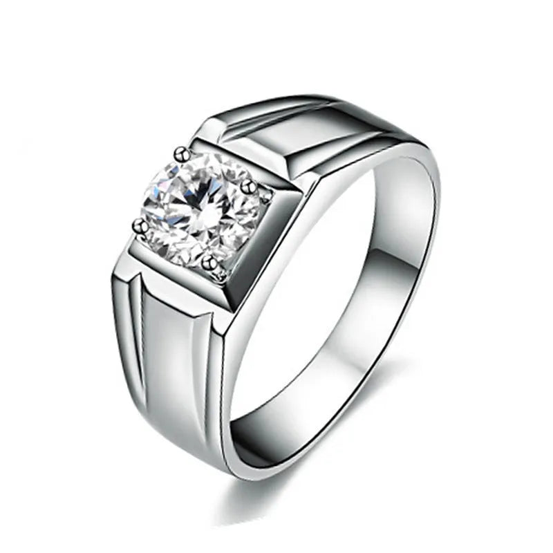 Men's copper ring with large square diamond centrepiece and adjustable opening