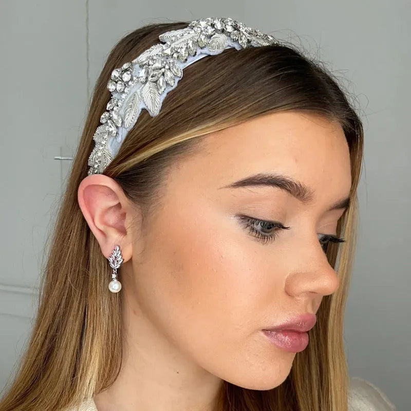 Micro inlaid zircon pearl earrings with geometric floral design in three plating colour options