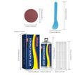 85ml metal repair glue sealant kit with epoxy tubes, push rod, scraper, and sandpaper