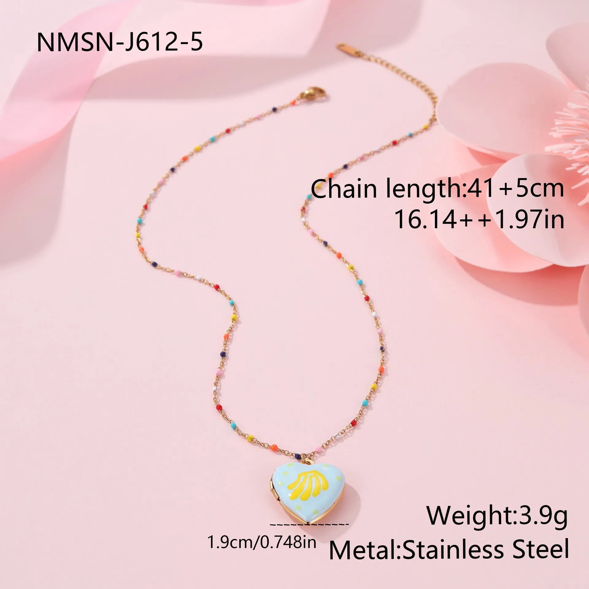 Women's stainless steel necklace with gold-plated fruit pendant on adjustable 41-50cm chain