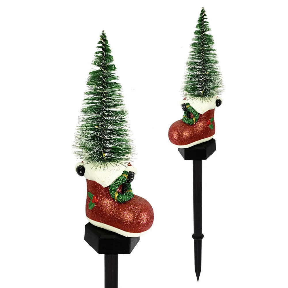 45cm Christmas solar outdoor yard lamp with IP55 rating, 50000 hour lifespan, and festive snowman or tree design