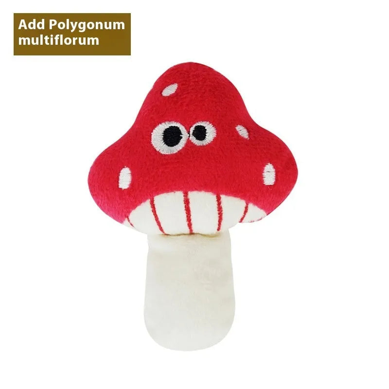 Six food-shaped catnip plush toys including burrito, cone, cucumber, mushroom, pineapple and pizza designs