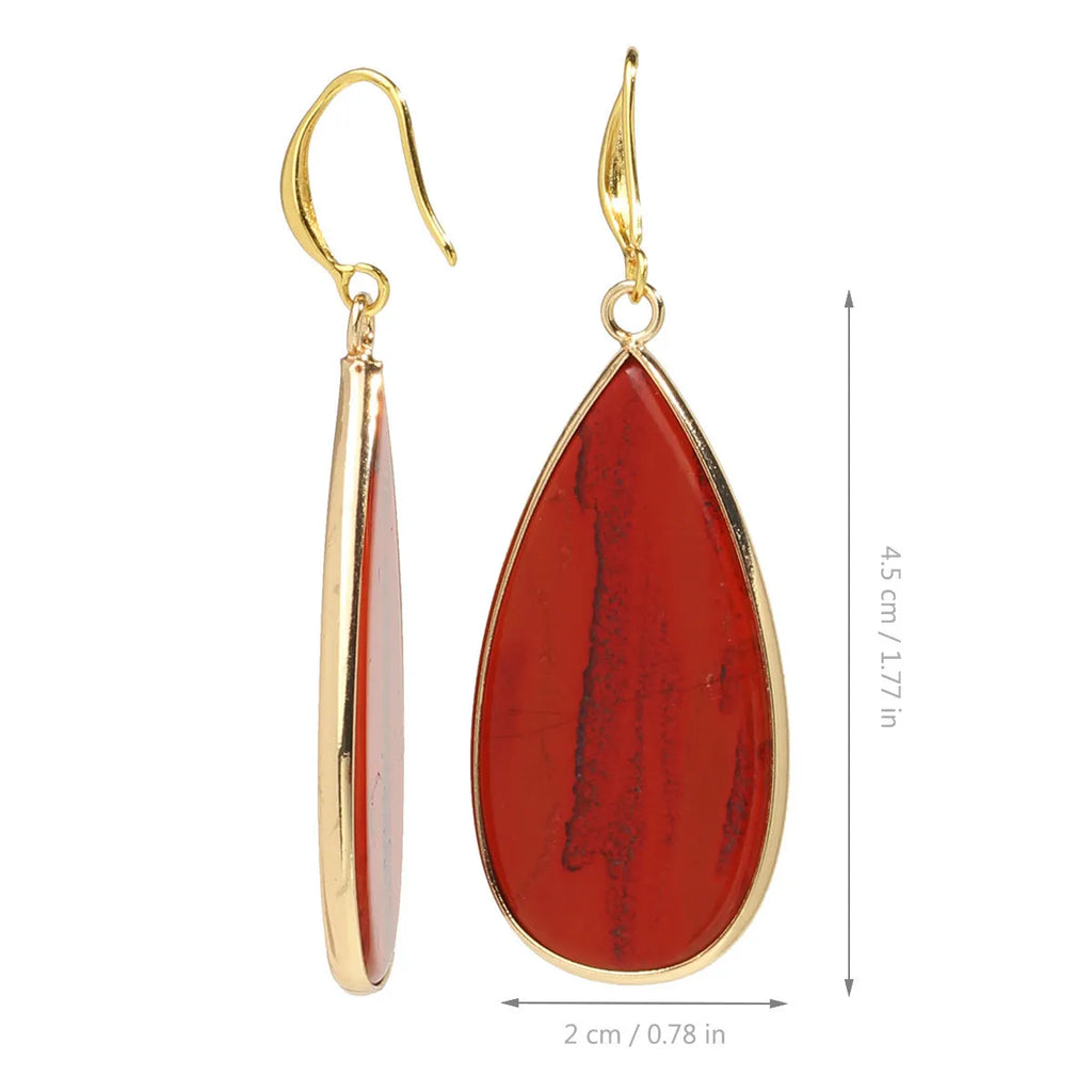 Vintage long water drop stone earrings in five colour options with manual processing